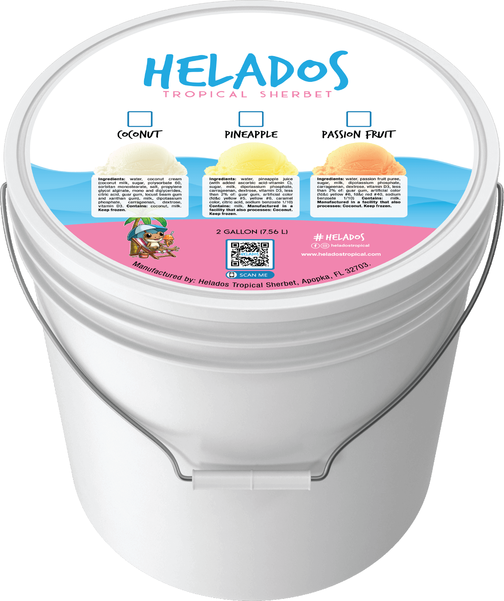 Helados 2 gallon Coconut Pineapple Passion Fruit