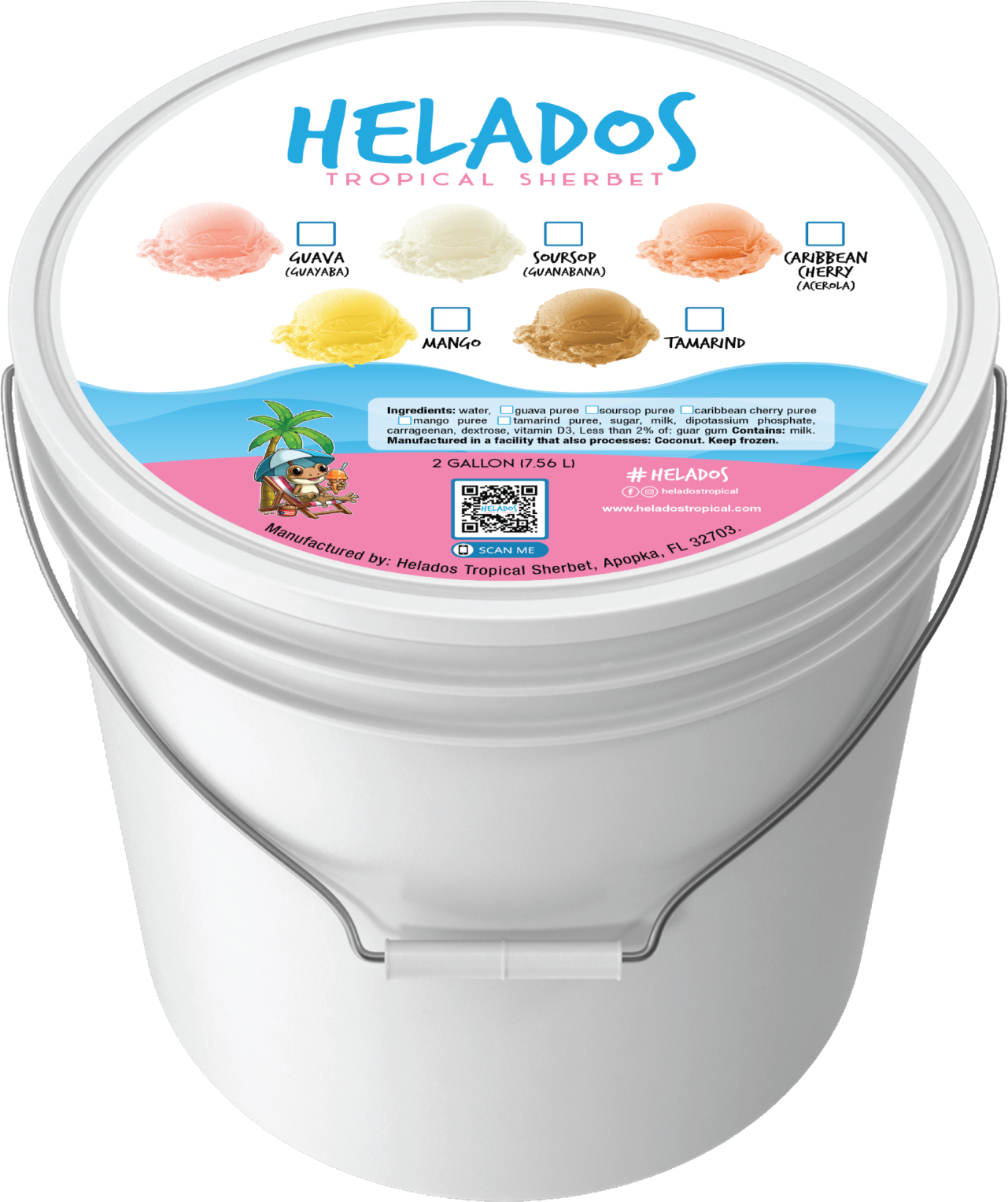 Helados 2 gallon Guava Soursop Caribbean Cherry Mango Tamarind